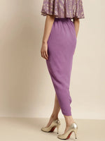 Women Purple Pleated Dhoti Skirt