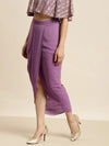 Women Purple Pleated Dhoti Skirt