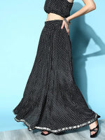 Women Black Tie & Dye Pocket Anarkali Skirt