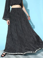 Women Black Tie & Dye Pocket Anarkali Skirt