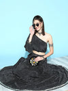 Women Black Tie & Dye Pocket Anarkali Skirt