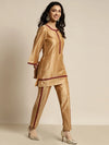 Women Beige Mirror Lace Kurta With Pencil Pants