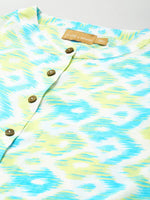 Women Blue & Green Ikat Shirt With Sharara Pants