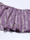 Women Purple Shloka Foil Crop Top With Dhoti Skirt