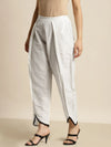 Women Off White Scalloped Lace Tulip Pants