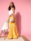 Women Yellow Tie & Dye Frilly Sharara