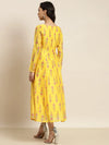 Women Yellow Floral Aanrkali Dress