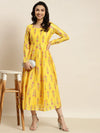 Women Yellow Floral Aanrkali Dress