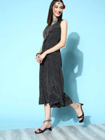 Women Black Tie & Dye Sleeveless Anarkali Dress