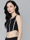 Women Black Rib Contrast Binding Bustier Top