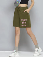 Women Olive Terry ACTIVE ENJOY THE NOW Shorts