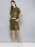 Women Printed Olive Jumpsuits & Sets