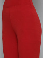 Women Red Rib ACTIVE Crop Top With Tights