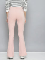 Women Pink Roma Front Slit Bell Bottom Pants