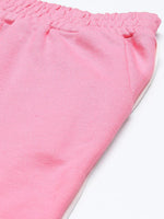 Women Pink Terry ACTIVE Contrast Piping Straight Pants