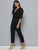 Women Solid Black Jumpsuits & Sets