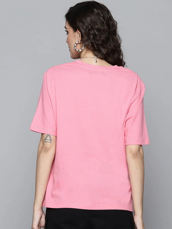 Women Pink TAKE IT EASY Regular T-Shirt