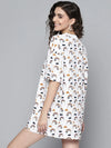 Women White Rainbow Print T-Shirt Dress