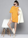 Women Mustard Strawberry T-Shirt Dress