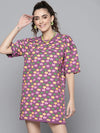 Women Purple Floral T-Shirt Dress