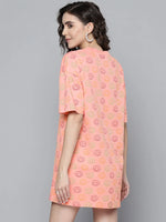 Women Pink Smiley T-Shirt Dress