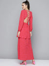 Women Fuchsia Floral V-Neck Layered Maxi Dress