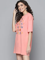 Women Pink BEST VERSION OF YOURSELF T-Shirt Dress