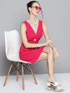 Women Fuchsia Sleeveless Ring Bodycon Dress