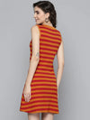 Women Red & Rust Rib A-Line Dress