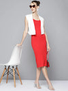 Women Red Back Cut-Out Bodycon Dress