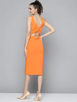 Women Orange Back Cut-Out Bodycon Dress