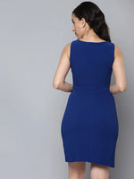 Women Royal Blue Sleeveless Ring Dress