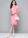 Women Pink Polo Neck Bodycon Dress