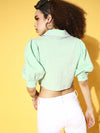 Women Mint Green Chelsea Lace Collar Crop Top