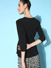 Women Black V-Neck Wrap Peplum Top