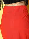 Women Orange Front Twisted Knot Skirt