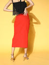 Women Orange Front Twisted Knot Skirt