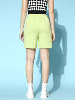 Women Mint Green Terry Raw Hem Baseball Shorts