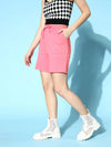 Women Pink Terry Raw Hem Baseball Shorts