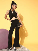 Women Solid Black Jumpsuits & Sets