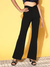 Women Black Twisted Bell Bottom Pants