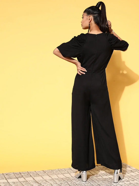 Women Solid Black Jumpsuits & Sets