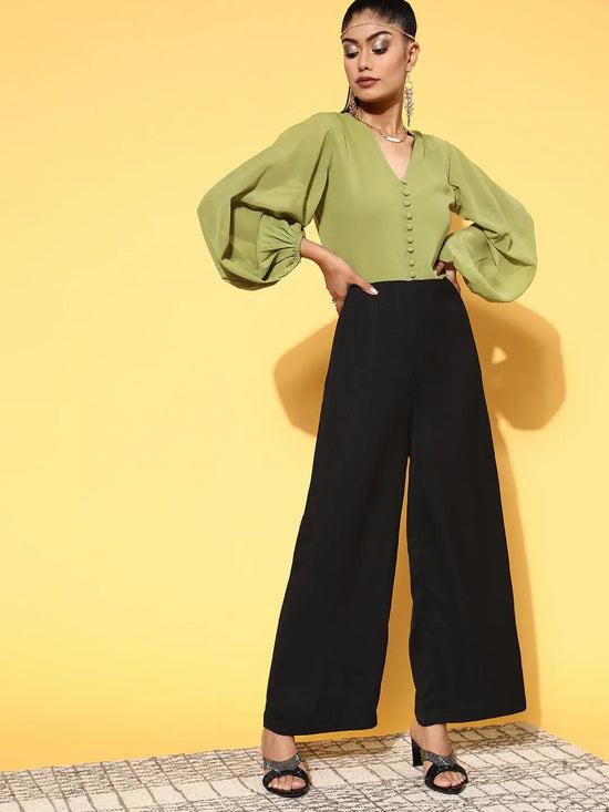 Women Solid Green Jumpsuits & Sets