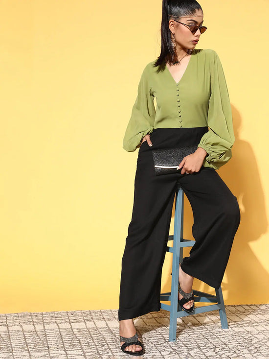 Women Solid Green Jumpsuits & Sets