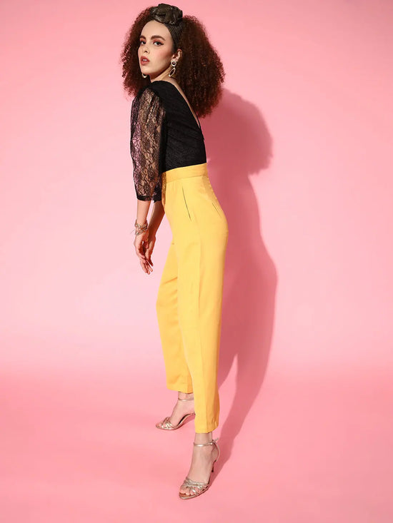 Women Solid Mustard Jumpsuits & Sets