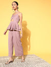 Women Solid Lavender Jumpsuits & Sets