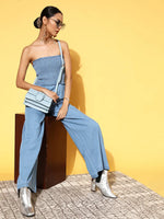 Women Solid Blue Jumpsuits & Sets