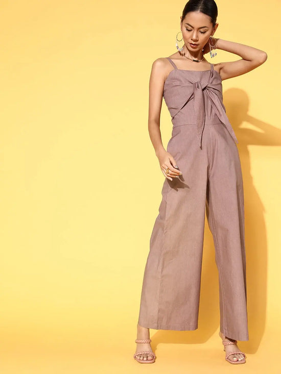 Women Solid Brown Jumpsuits & Sets