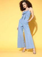 Women Solid Blue Jumpsuits & Sets