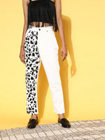 Women White Animal Print Jeans